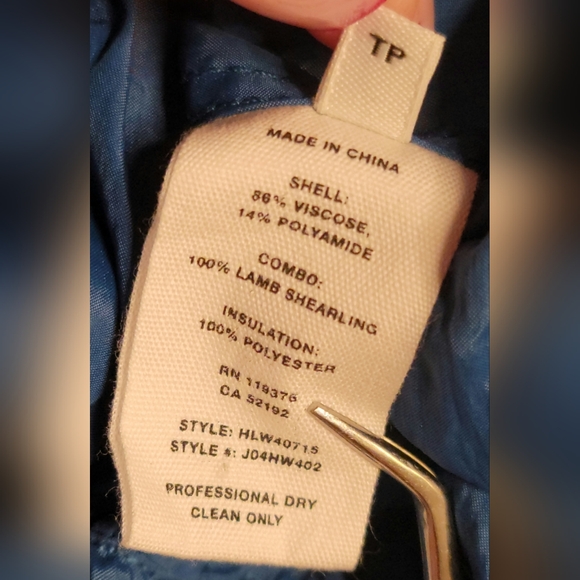 Helmut Lang Sheer Bomber Jacket Cobalt Blue Sz XS 100% Lamb Shearling Fur Collar - Picture 16 of 16